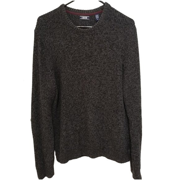 IZOD Cotton Knit Pullover Sweater black/grey M - Picture 1 of 2